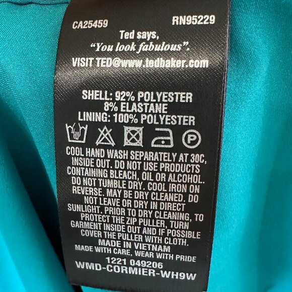 NWT Ted Baker London Cormier Turquoise Dress Cut Out Fluted Shift Size 4/6 - Picture 8 of 12